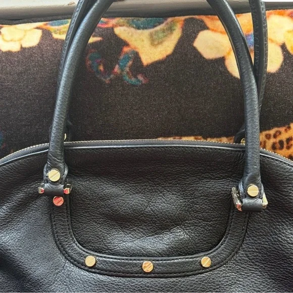 Tory Burch Black Leather Satchel with Gold Logo - Picture 4 of 5